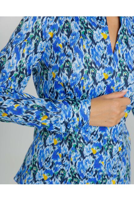 Женская рубашка под пуговицы воротник стойка разноцветная с отделкой- 8609 от byME 