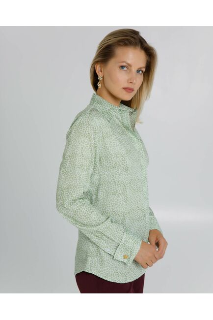 Женская рубашка под запонки с принтом лепестки  8616 от byME 