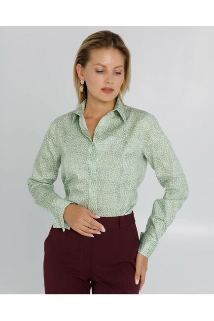 Женская рубашка под запонки с принтом лепестки  8616 от byME 