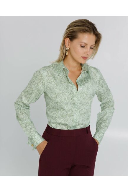 Женская рубашка под запонки с принтом лепестки  8616 от byME 