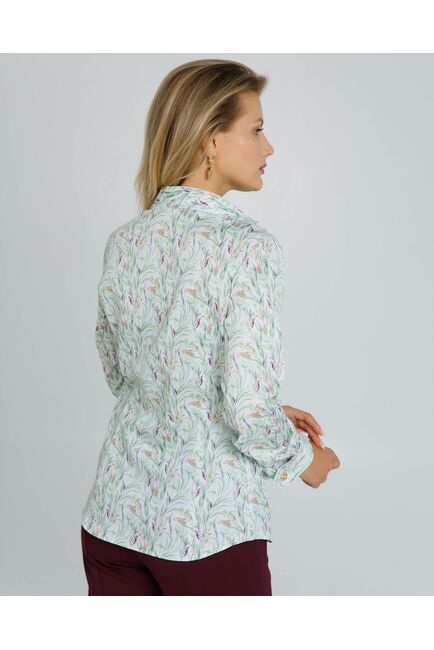 Женская рубашка с растительным принтом с манжетой под запонки  - 8618 от byME 