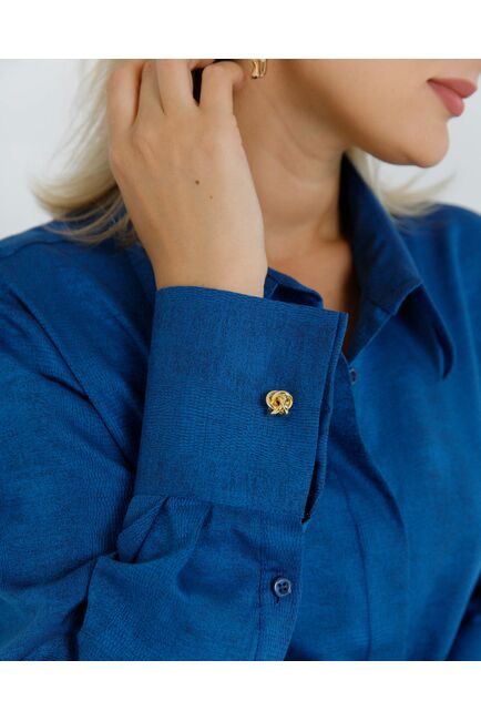 Женская рубашка в прямом силуэте с универсальной манжетой анималистичный принт - 8632 от byME 