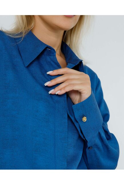 Женская рубашка в прямом силуэте с универсальной манжетой анималистичный принт - 8632 от byME 