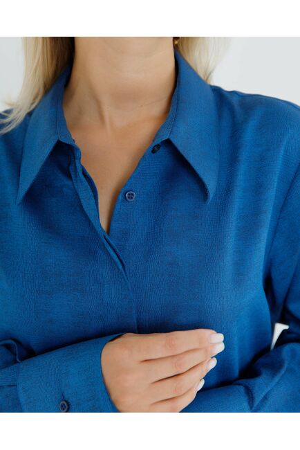 Женская рубашка в прямом силуэте с универсальной манжетой анималистичный принт - 8632 от byME 