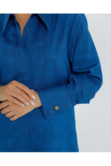 Женская рубашка в прямом силуэте с универсальной манжетой анималистичный принт - 8632 от byME 