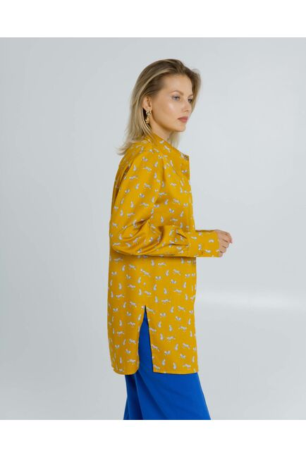 Женская рубашка прямого кроя с универсальной манжетой принт белые леопарды  8633 от byME 