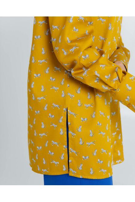 Женская рубашка прямого кроя с универсальной манжетой принт белые леопарды  8633 от byME 