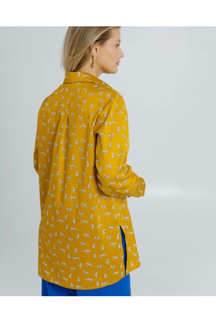 Женская рубашка прямого кроя с универсальной манжетой принт белые леопарды  8633 от byME 