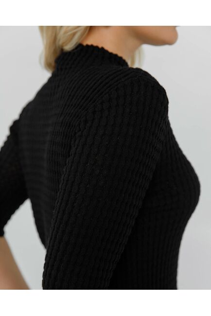 Джемпер из шерсти мериноса тонкой вязки черный от byME 