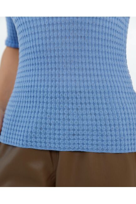 Джемпер из шерсти мериноса тонкой вязки голубой от byME 