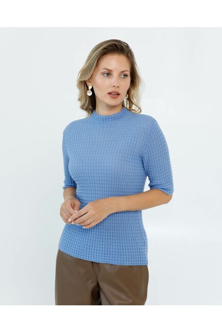 Джемпер из шерсти мериноса тонкой вязки голубой от byME 