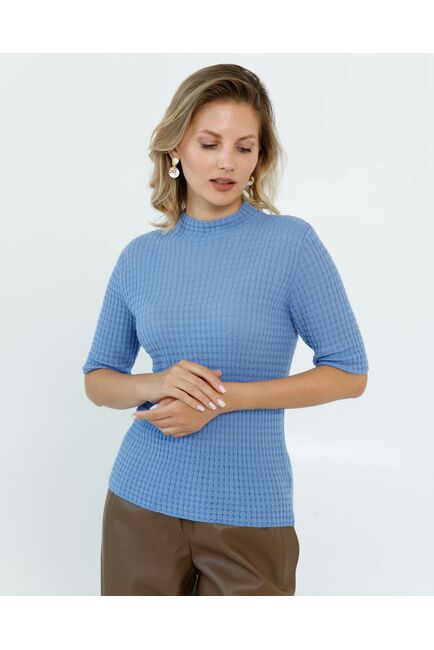 Джемпер из шерсти мериноса тонкой вязки голубой от byME 