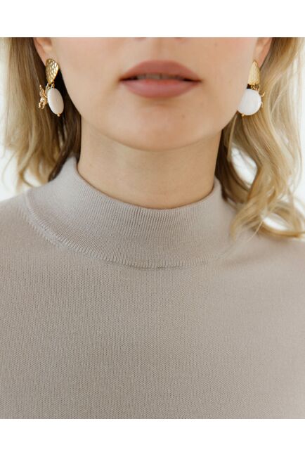 Джемпер из шерсти мериноса тонкой вязки бежевый от byME 