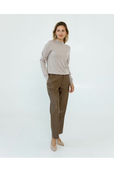 Джемпер из шерсти мериноса тонкой вязки бежевый от byME 