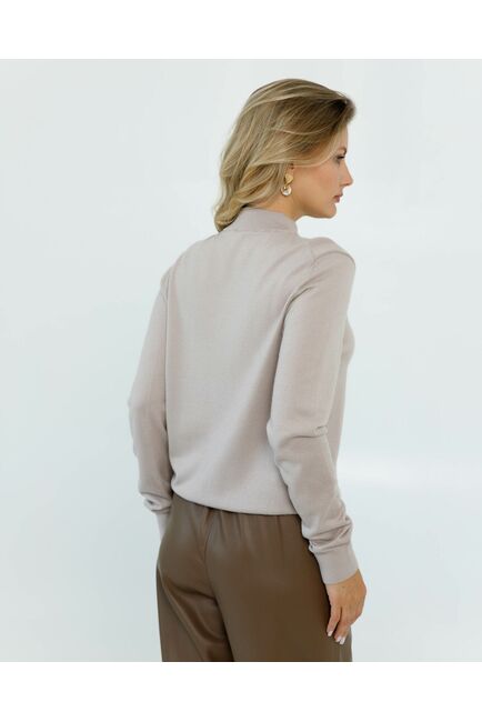 Джемпер из шерсти мериноса тонкой вязки бежевый от byME 