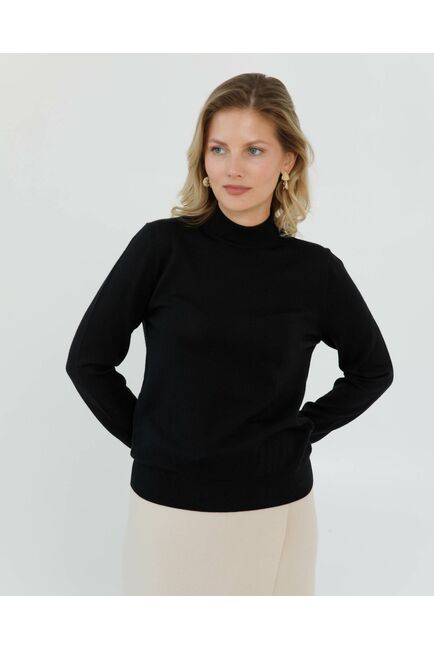 Джемпер из шерсти мериноса тонкой вязки черный от byME 