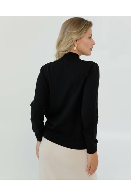 Джемпер из шерсти мериноса тонкой вязки черный от byME 