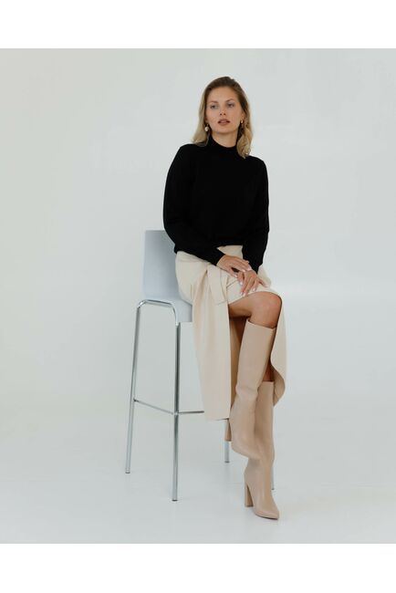 Джемпер из шерсти мериноса тонкой вязки черный от byME 