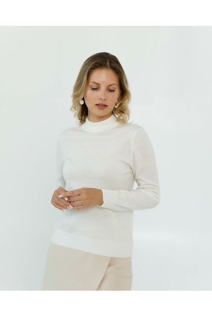 Джемпер из шерсти мериноса тонкой вязки белый от byME 