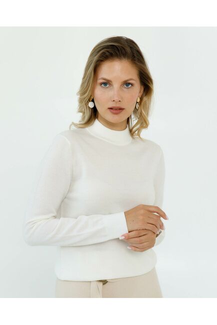 Джемпер из шерсти мериноса тонкой вязки белый от byME 