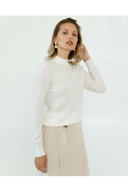 Джемпер из шерсти мериноса тонкой вязки белый от byME 