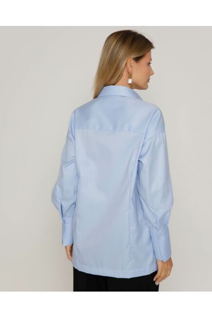 Женская рубашка с высоким манжетом голубая - 8500N от byME 