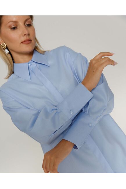 Женская рубашка с высоким манжетом голубая - 8500N от byME 