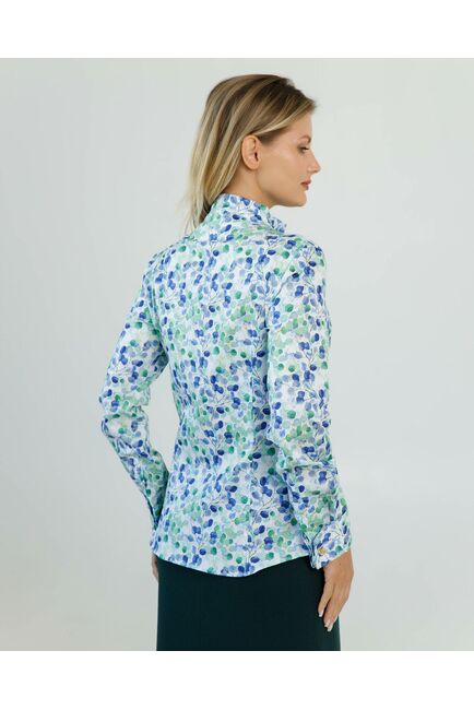 Женская рубашка под запонки воротник стойка принт акварель - 8606 от byME 