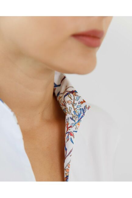 Женская рубашка под пуговицы воротник стойка с отделкой деревья  - 8610 от byME 