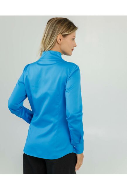 Женская рубашка под пуговицы бирюзовая с яркой отделкой  - 8612 от ByME 