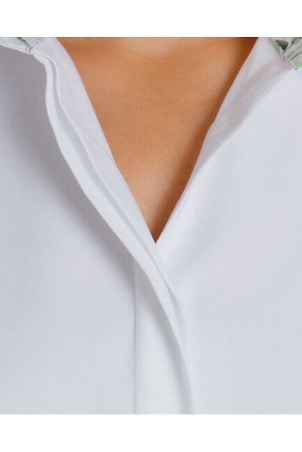 Женская рубашка под запонки с яркой отделкой из премиального хлопка двойное кручение нити- 8624 от byME 