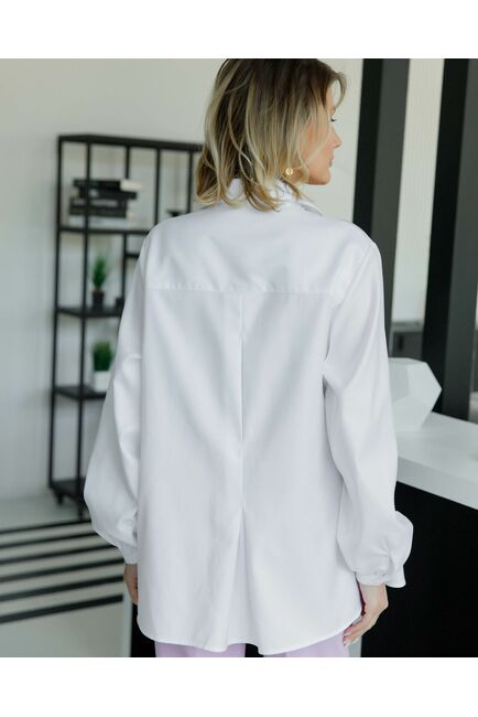 Женская рубашка на запа́х с поясом белая  - 8641 от byME 