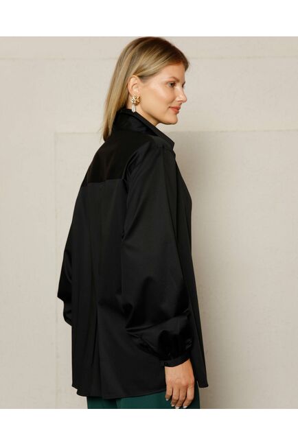 Женская рубашка на запа́х с поясом черная - 8642 от byME 