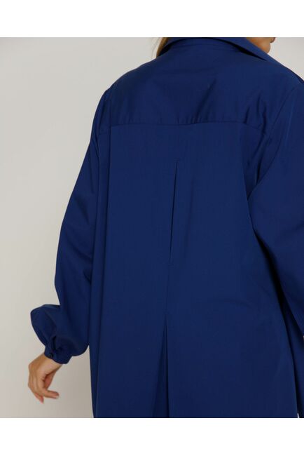 Женская рубашка на запа́х с поясом синяя - 8643 от byME 