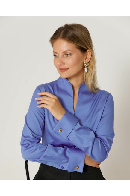 Женская рубашка под запонку воротник стойка - 8648 от byME 