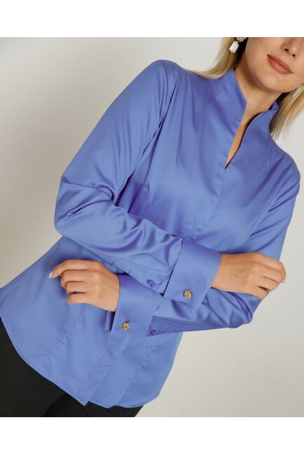 Женская рубашка под запонку воротник стойка - 8648 от byME 