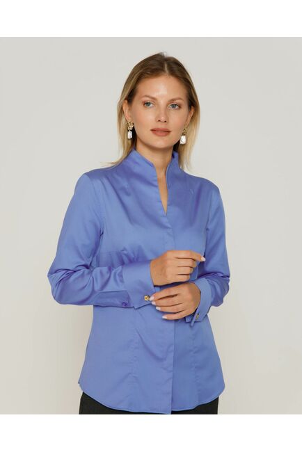 Женская рубашка под запонку воротник стойка - 8648 от byME 