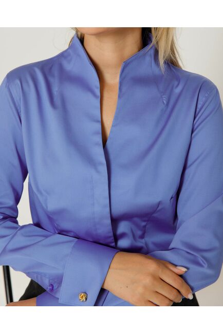 Женская рубашка под запонку воротник стойка - 8648 от byME 