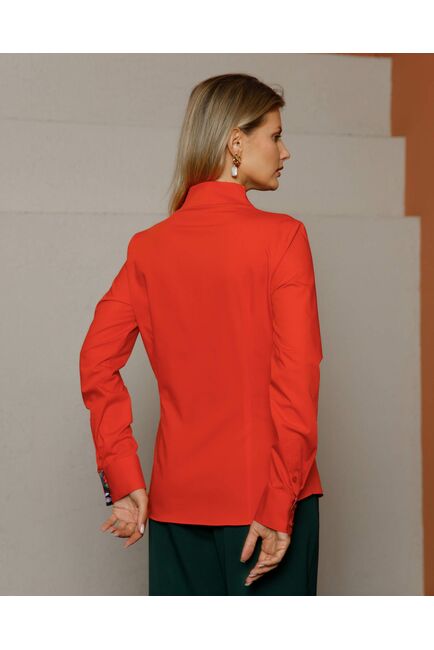 Женская рубашка под пуговицы воротник стойка коралловая  - 8651 от byME 