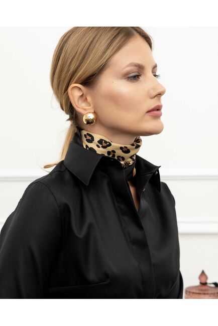 Женская рубашка под запонку чёрная 8655 от byME 