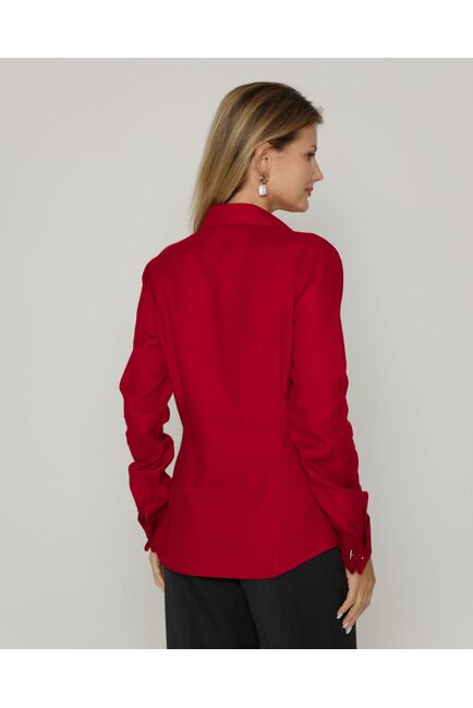 Женская рубашка под запонку из фактурной ткани бордовая- 8657 от byME 