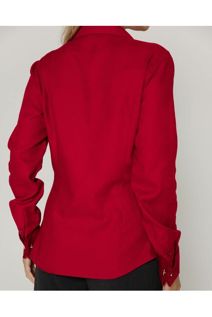 Женская рубашка под запонку из фактурной ткани бордовая- 8657 от byME 