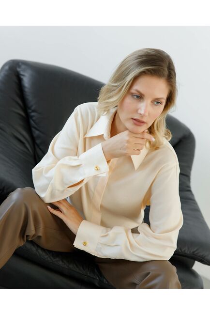 Женская рубашка с универсальным манжетом жёлтая - 8668 от byME 