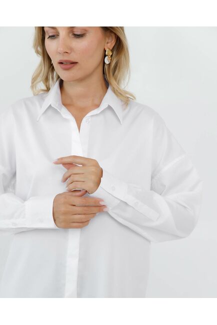Женская рубашка  прямого силуэта с универсальной манжетой - 8671 от byME 