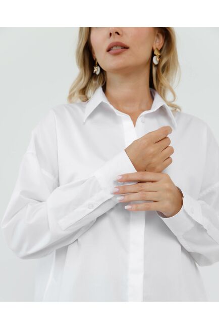 Женская рубашка  прямого силуэта с универсальной манжетой - 8671 от byME 