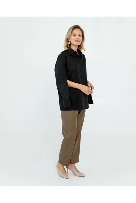 Женская рубашка из хлопка сатинового плетения с пуговицами на рукавах- 8672 от byME 