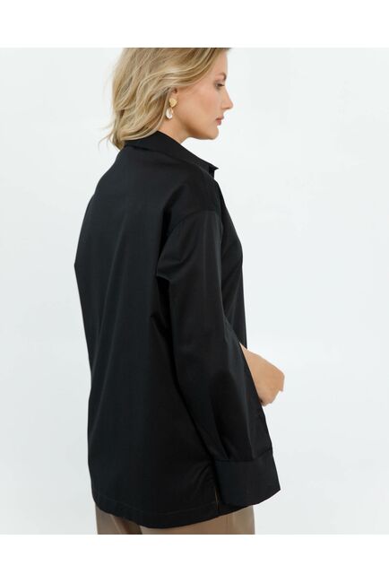 Женская рубашка из хлопка сатинового плетения с пуговицами на рукавах- 8672 от byME 