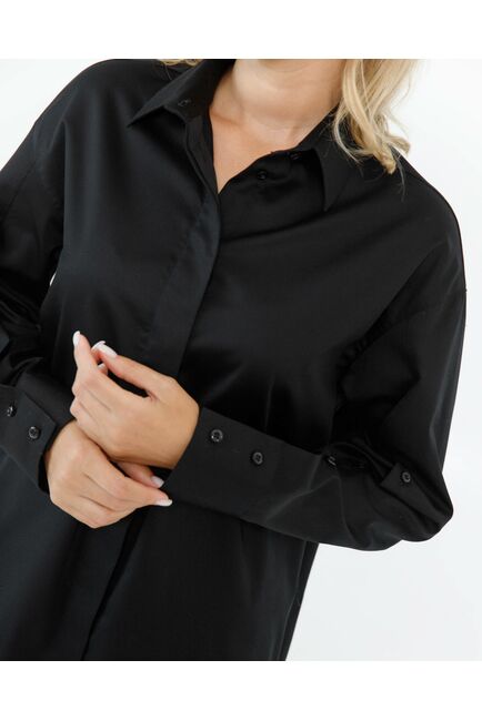 Женская рубашка из хлопка сатинового плетения с пуговицами на рукавах- 8672 от byME 