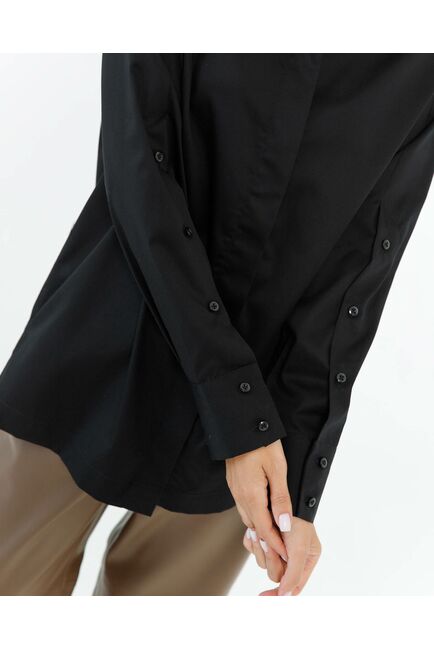 Женская рубашка из хлопка сатинового плетения с пуговицами на рукавах- 8672 от byME 