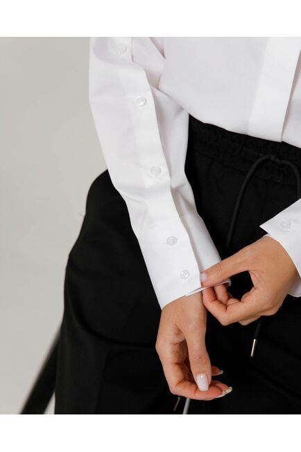 Женская рубашка из хлопка сатинового плетения с пуговицами на рукавах- 8673 от byME 